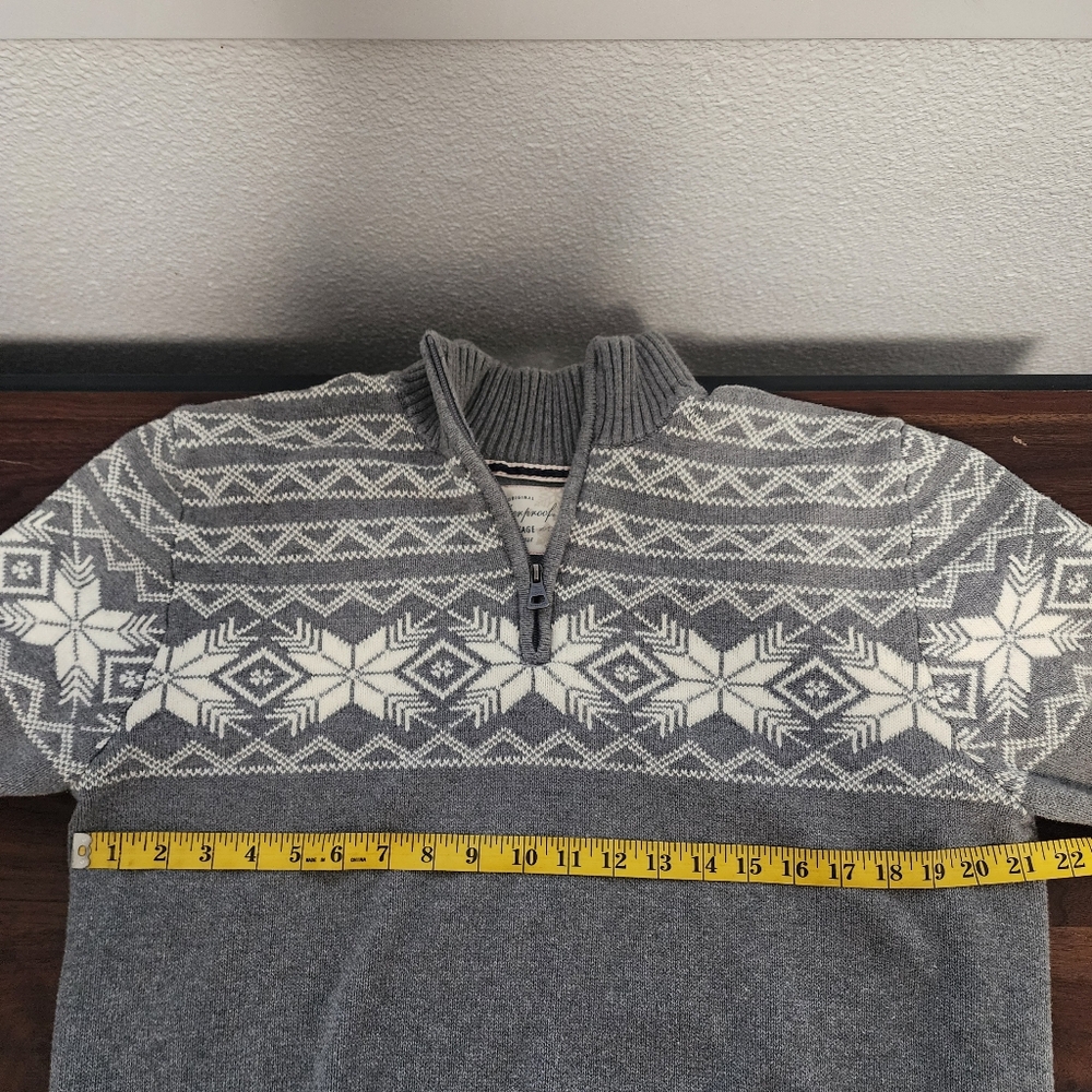 Men's Weatherproof Grey Quarter Zip Fair Isle Winter Pullover Sweater - Picture 8 of 9